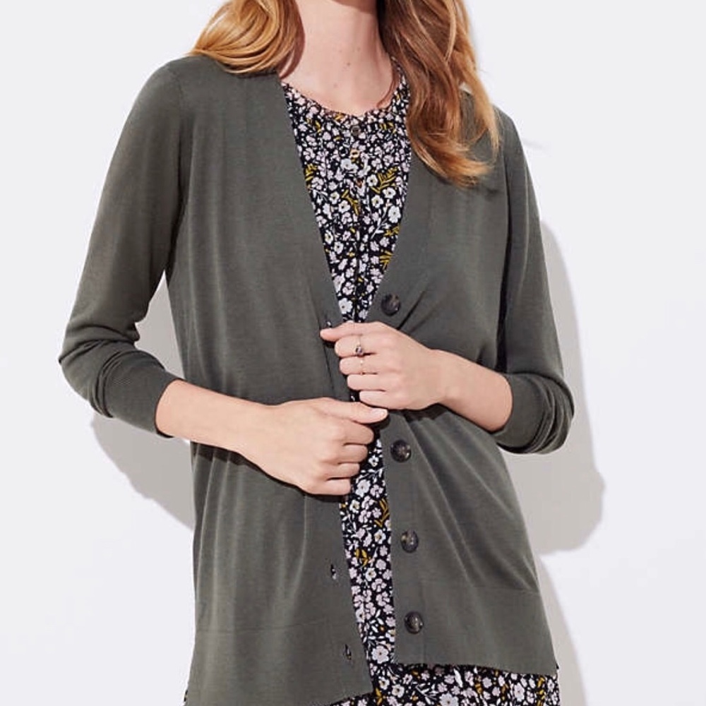 Olive green boyfriend cardigan from loft.